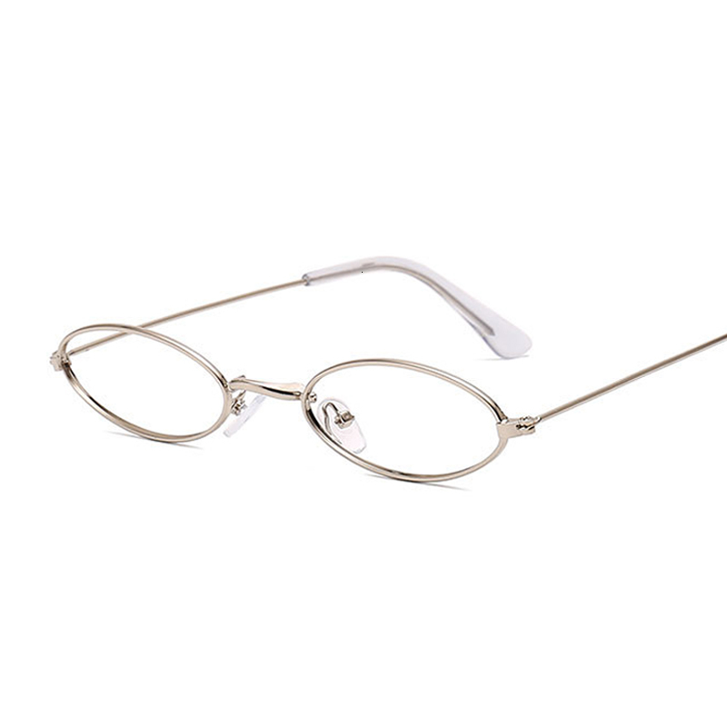 Clear Lens Glasses Men Women Fashion Retro Small Metal Gold Frame 