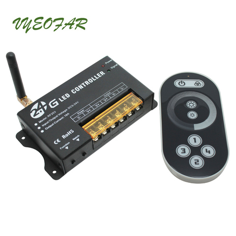 New Led Dimmer Controller12V 24V RF Remote Wireless 4 Zone Multi Function 4A/CH Dim Controller for Led Single Strip Use RF203 ► Photo 1/2