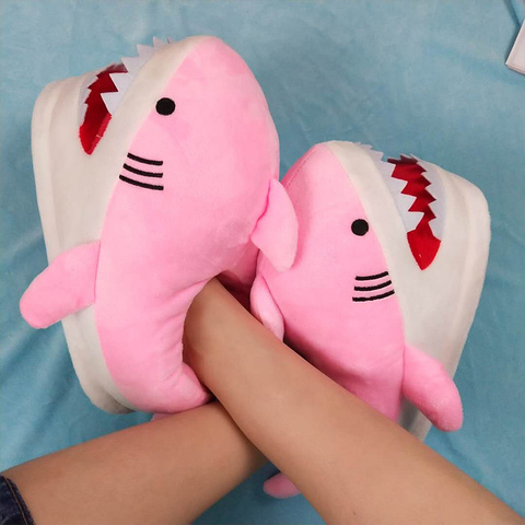 Girls Ins Animal Shark Shoes For Women Winter Fuzzy Slippers Unisex Indoor Cute Slides Female Slippers 2022 New Airrval ► Photo 1/6