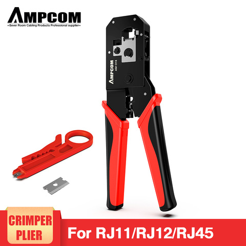 AMPCOM RJ45 Crimping Tool Ethernet Network LAN Cable Crimper Cutter Stripper Plier Modular 8P RJ45 and 6P RJ12 RJ11 ► Photo 1/6