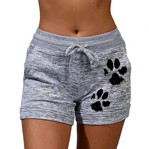 2022 woman shorts Women High Waist Cats Claw Print Drawstring Quick Dry Elastic Sports Shorts Women's Clothing женские шорты ► Photo 1/6