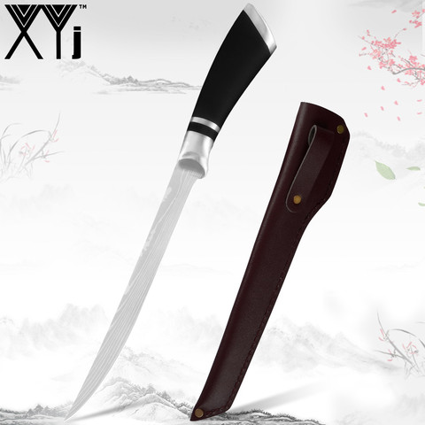 XYj Stainless Steel 6/7/8 Inch Pattern Blade Raw Fish Filleting Knife Sushi Salmon Slicing Tool Japanese Cooking Knife Accessory ► Photo 1/6
