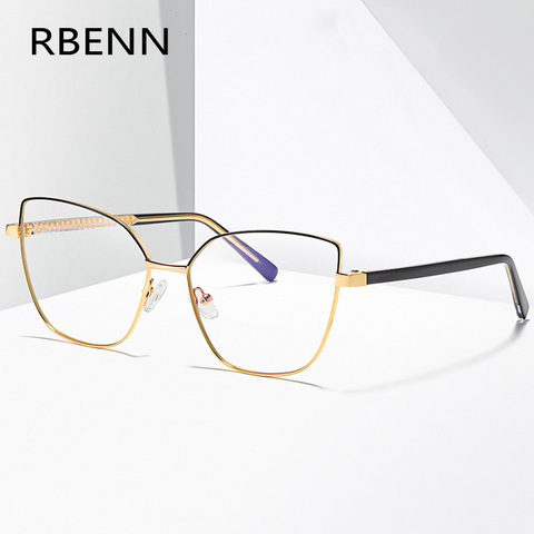 RBENN BRAND DESIGNER 2022 New Anti Blue Light Computer Reading Glasses Women Big Frame Cat Eye Presbyopia Eyeglasses +0.75 1.75 ► Photo 1/6