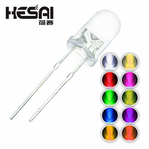 100pcs/lot F5 10 Colors 5MM Round Green/Yellow/Blue/White/Red/Warm White/Orange/Purple/Pink/Yellow Green LED Light Diode Kit ► Photo 1/2