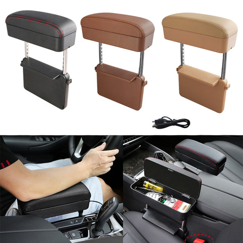 Universal Car Armrest Box Adjustable Elbow Support Auto Center Console Auto Seat Gap Organizer with Wireless Charging ► Photo 1/6