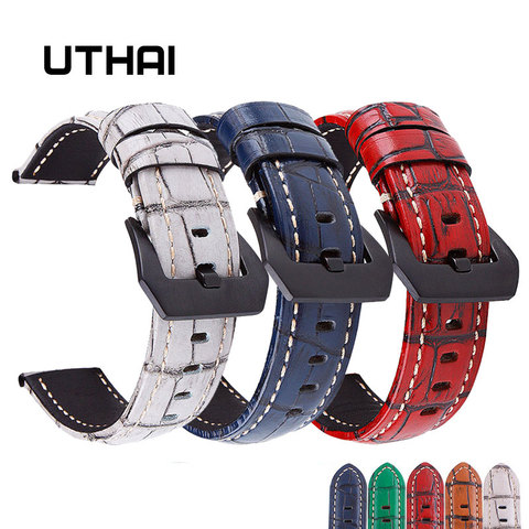 UTHAI P17 Genuine Leather Straps 20mm 22mm 24mm 26mm Classic retro watchband ► Photo 1/6