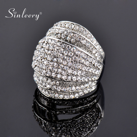SINLEERY Luxury Big Multi Paved Cubic Zirconia Female Rings Silver Color Party Wedding Jewelry Aneis Feminino JZ178 SSH ► Photo 1/6