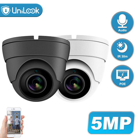 UniLook 5MP Dome POE IP Security Camera Audio Built in Microphone Hikvision Compatible Outdoor CCTV Camera IR 30m H.265 ► Photo 1/6