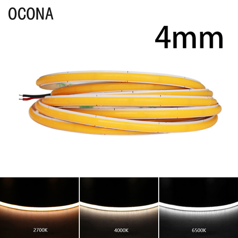 Super Slim 4mm 480LEDs COB LED Strip Light for Room Decoration Computer Car 12V Flexible Backlight Adhesive Ribbon Diode Tape ► Photo 1/6