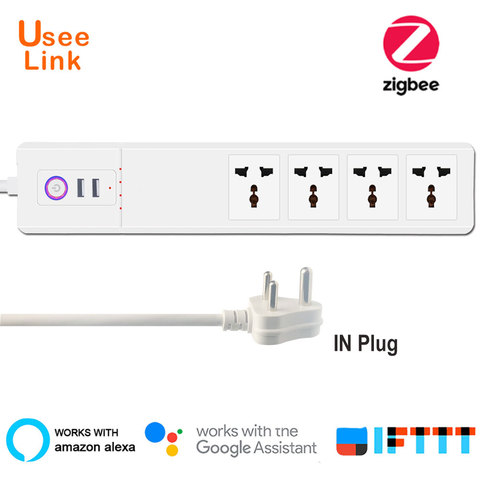 UseeLink Zigbee Smart Power Strip Universal Outlets with USB Plug Sockets Remote Voice Control Independently by Tuya ► Photo 1/6