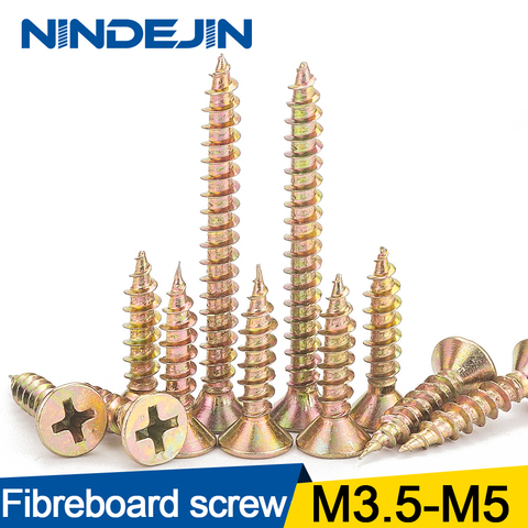 30pcs cross recessed countersunk fibreboard chipboard screws m3.5 m4 m5 yellow zinc coated flat head self tapping wood screw ► Photo 1/6