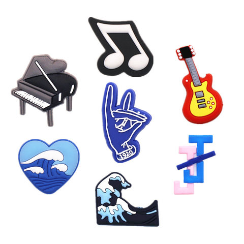 1pcs PVC Shoe Croc Charms Accessories Piano Music Notes Guitar Waves Shoe Decorations for Crocse Bracelet Kids Gifts ZJ09LI3 ► Photo 1/6