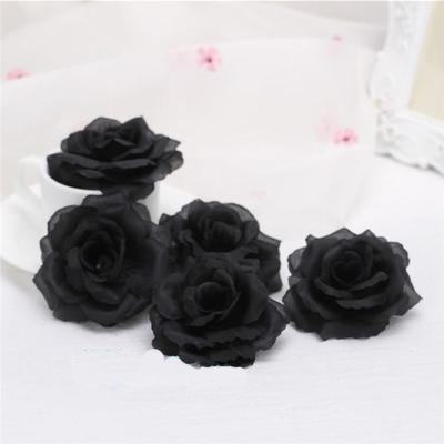 10PCS 8cm Black Artificial Rose Flower Head for Wedding Car Decoration Valentine's Day Gift DIY Rose Bear Fake Flower Flores ► Photo 1/6