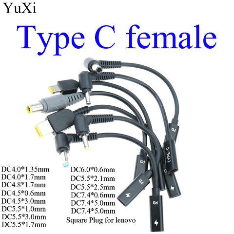 USB 3.1 Type C USB Female to DC 4.0*1.35mm 7955 5.5*2.5 5521 Sqaure Male Power Charger Adapter Connector Adaptor for lenovo PD ► Photo 1/6