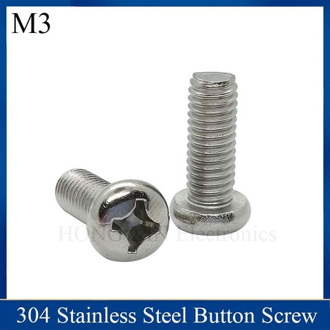 1Pcs Round Head Screws  M3 304 Stainless Steel Mushroom Hexagon Socket Button Head Screw Phillips Crosshead Thread Bolt ► Photo 1/6