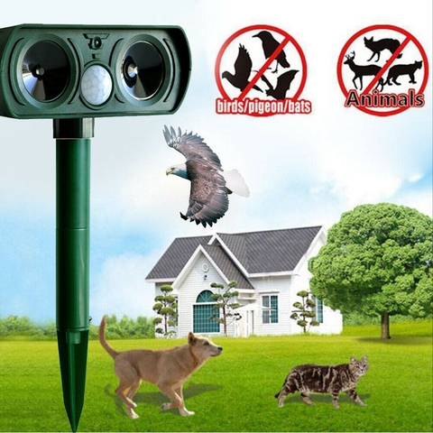 Outdoor Solar Ultrasonic Repeller Deterrent Pest Cat Dog Fox Deterrent Solar Powered Scarer Repellent Garden Tool ► Photo 1/6