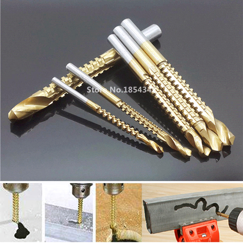 6 Size 3/4/5/6//8mm Titanium Coated Drill Set Bits Plastic Metal Hole Saw Grooving Woodworking Tools Pull Grooves Zigzag Drill ► Photo 1/6