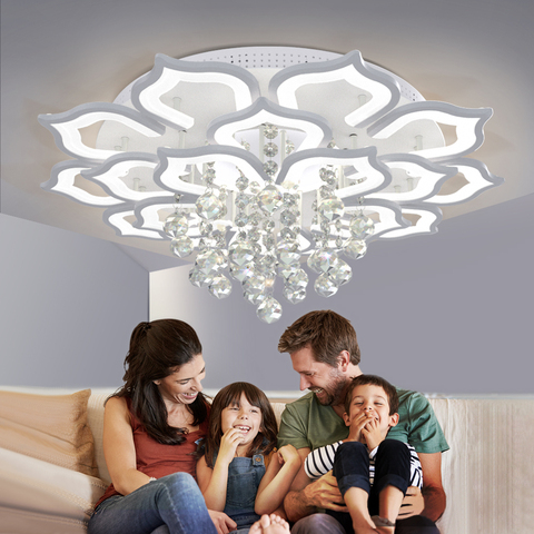 2022 new lamps living room light simple modern led lotus crystal ceiling lamp bedroom atmosphere bedroom dining room Chandelier ► Photo 1/6