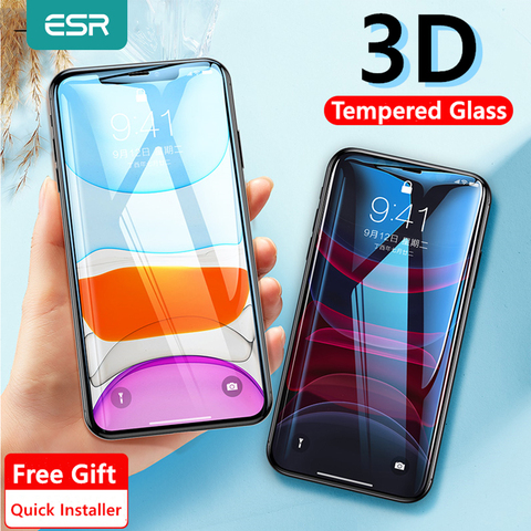 ESR Screen Protector for iPhone 11 Pro Max X XS XR XS Max Promax 3D Full Coverage Tempered Protective Glass for iPhone 2PCS ► Photo 1/6