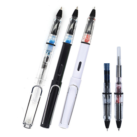 2pcs/lot Fountain Pen-type Gel Pen 0.38/0.5mm Transparent Calligraphy Signature Pen Replaceable Ink Sac and Can Absorb Ink Pen ► Photo 1/6