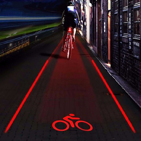 Led Bicycle Bike Light Night 2 Laser+5 Led Rear Bicycle Tail Light Beam 