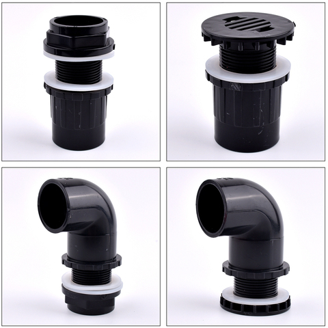 Black I.D 20~50mm PVC Pipe Straight Aquarium Fish Tank Joint Home DIY Water Supply Tube Drain Fittings Drainage Elbow Connectors ► Photo 1/6