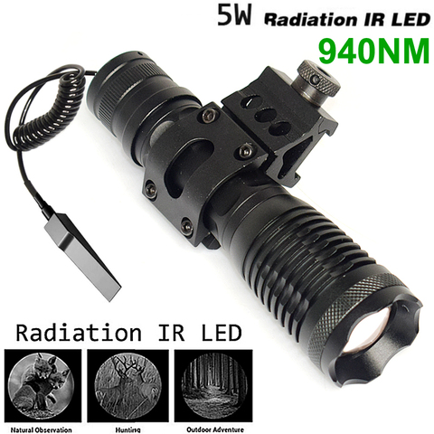 IR850NM 5W infrared night vision device 940NM fill light, focusing 200 meters, infrared hand wire control tactics in gun mount ► Photo 1/6