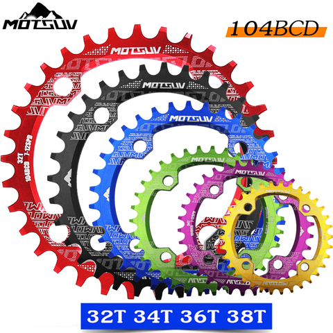 MOTSUV 104BCD Round Narrow Wide Chainring MTB Mountain bike bicycle 104BCD 32T 34T 36T 38T crankset Tooth plate Parts 104 BCD ► Photo 1/6