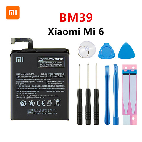 Xiao mi 100% Orginal BM39 3350mAh Battery For Xiaomi 6 Mi 6 Mi6 BM39 Phone Replacement Batteries +Tools ► Photo 1/5