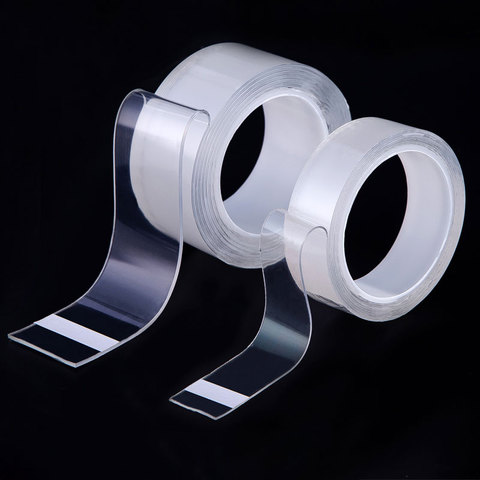 Reusable Tape Transparent Scotch Double Sided Face Nano Waterproof Cleanable Tapes Adhesive Home Improvement Gadget Stickers 3 m ► Photo 1/6