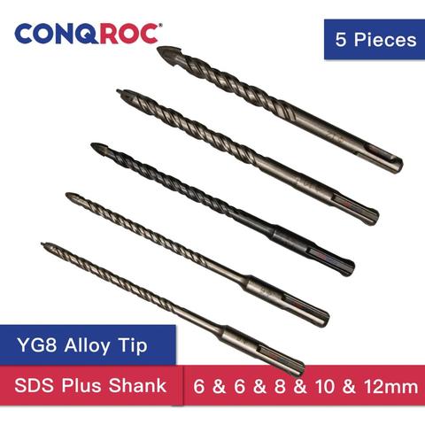 5 Pieces 160mm SDS Plus Shank Alloy Triangle Tip Drill Bits Set 6mm 6mm 8mm 10mm 12mm Drill Bits Kit for Glass Ceramic Tile ► Photo 1/6