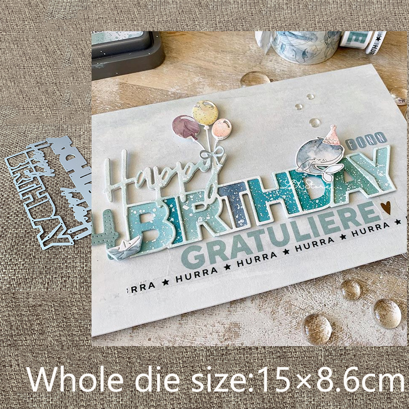 Stainless steel H1 Happy Birthday cake decorating card making stencil 