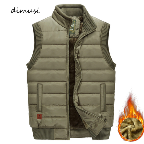 DIMUSI Mens Jacket Sleeveless Vest Winter Male Fleece Warm Vest Coats Men Stand Collar Army Thicken Waistcoats Clothing 6XL ► Photo 1/6