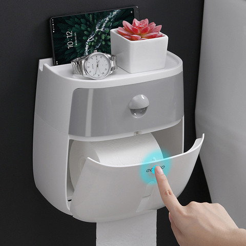 Toilet Paper Holder Waterproof Wall Mounted Toilet Paper Tray Roll Paper Tube Storage Box Tray Tissue Box Shelf Bathroom Product ► Photo 1/6