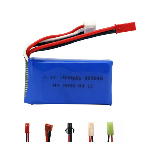 7.4V 1500mah LiPo Battery 903048 JST/SM/EL-2P Plug For Wltoys V353 A949 A959 A969 A979 k929 7.4 V Battery For RC toys Cars parts ► Photo 1/6