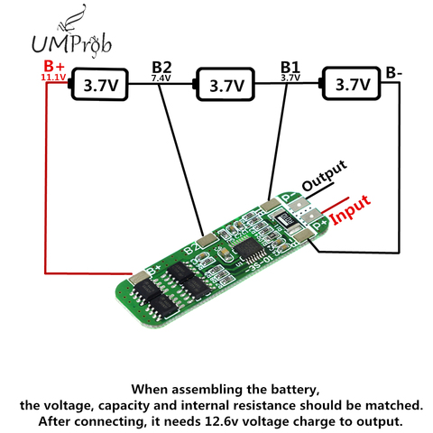 3S 6A Li-ion 12V 18650 BMS PCM battery protection board bms pcm for li-ion lipo battery cell pack ► Photo 1/3