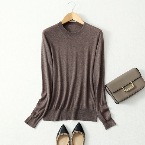 Women's 85% Silk 15% Cashmere Round Neck everyday Long Sleeve Pullover Sweater Top Shirt JN541 ► Photo 1/6
