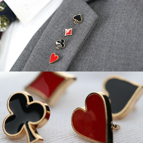 4pcs/Set Novelty Poker Themed Lapel Pin for Women Men Suit Dress Decoration Brooch Badge Collar Pins ► Photo 1/6