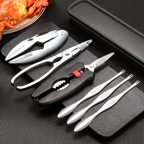 Stainless Steel Crab Tool Set Crab Peel Shrimp Tool Lobster Clamp Pliers Clip Pick Set Seafood Tools ► Photo 1/6