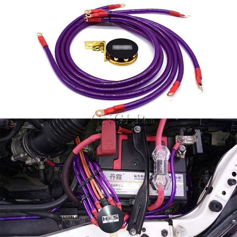 Universal Racing 10MM 8 Point Octagon 6 in 1 Car Battery Earth Ground Grounding Wire Cable Kit System High Quality ► Photo 1/6