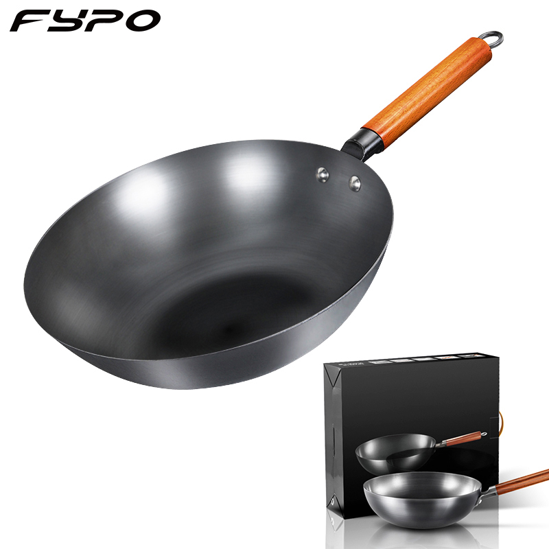 Traditional Chinese Wok Non-stick Cast Iron Pan Non-coating Cooker Cookware Pot 