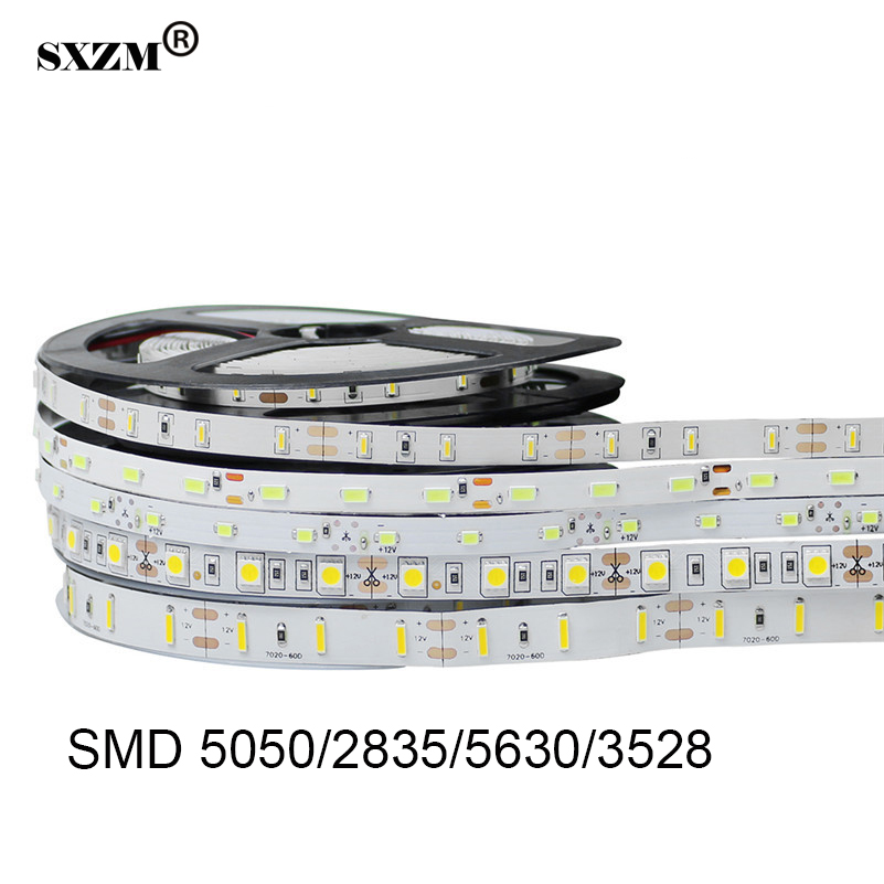 5M SMD 3014 3528 5050 5630 LED Flexible Strip Light Waterproof Warm/Cool White 