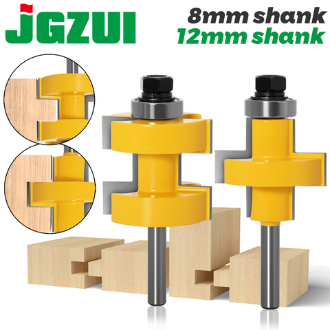 2pc 8mm 12mm Shank high quality Large Tongue & Groove Joint Assembly Router Bit Set 42mm Stock Wood Cutting Tool ► Photo 1/6
