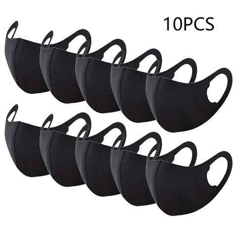 10PC Unisex Washable Reuse Mask 3D Design Dustproof Mouth Caps Face Mask Outdoor Windproof Protective Mascarillas Masque Black ► Photo 1/6