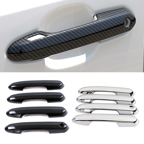 For Toyota Rav 4 Rav4 2022 Carbon Fiber Color Door Handle Cover ABS Decoration Protector Chrome Trim With 2 Smart Set ► Photo 1/6