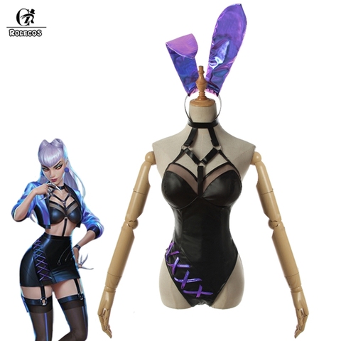 ROLECOS KDA Evelynn Cosplay Bunny Girl Costume KDA ALL OUT Costume Sexy Cosplay for Women Bunny Suit Jumpsuit LOL Game ► Photo 1/6