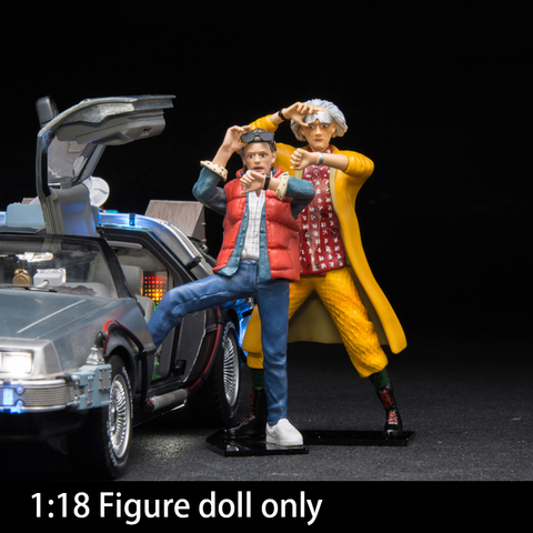 Figure Doll 1/18 Back to the future DeLorean Car Model Scene Display Resin PVC Standing Figure Doll Model Toy For collection ► Photo 1/6
