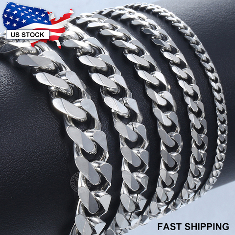 Women's Men's Bracelet Stainless Steel Bracelet for Men Women Curb Cuban Link Chains Black Gold Silver Color 3/5/7/9/11mm LKBB9 ► Photo 1/6