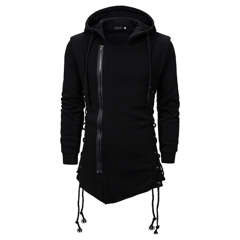 Mens Black Hipster Bandage Zipper Hoodies Sweatshirts 2022 Brand Hip Hop Casual Hoodie Men Streetwear Hoody Tracksuits for Male ► Photo 1/6