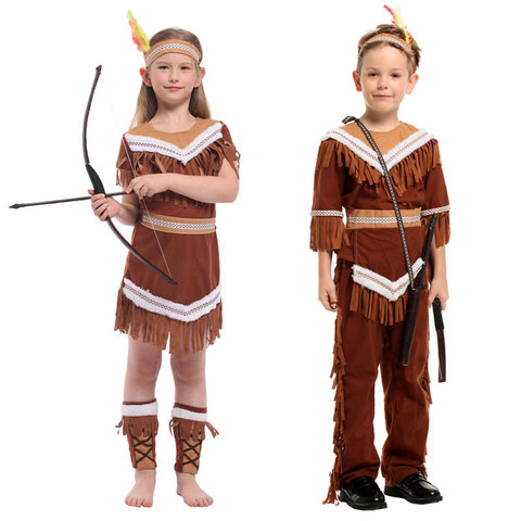 Umorden Halloween Costumes Kids Child Indian Princess Native Archer Huntress Chief Costume Girls Boys Purim Mardi Gras Cosplay ► Photo 1/6